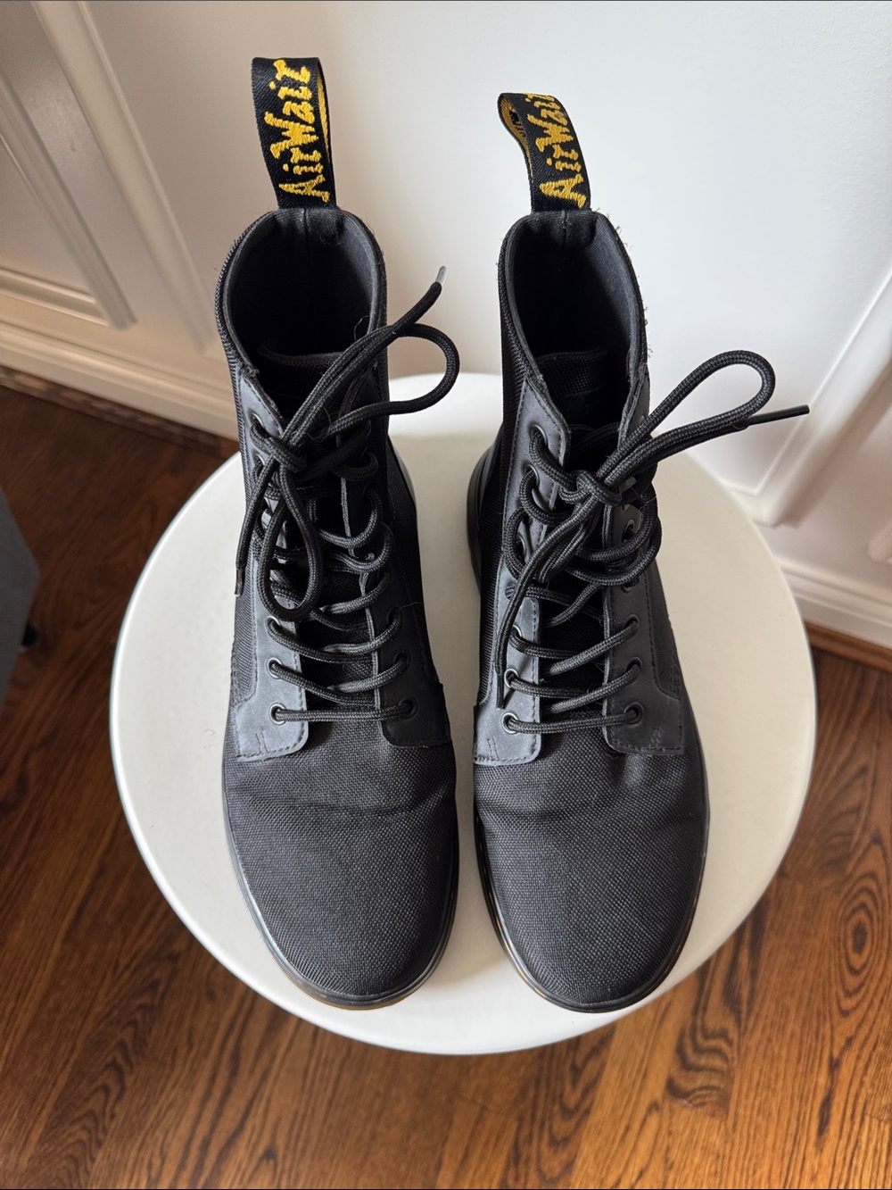 Dr. Martens / Docs / DMs - COMBS Black Canvas Lace-Up Combat Boots Size 9